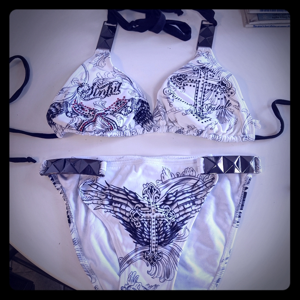 NWT Sinful bikini bathing suit LG w/Metal